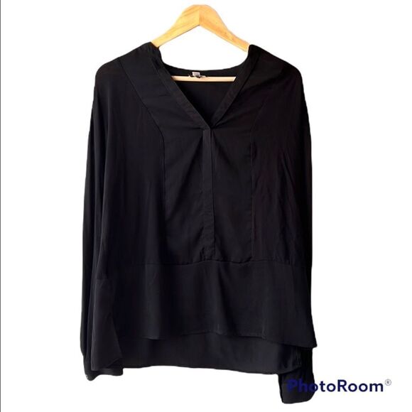 𝅺dynamite Black V Neck Sheer Top Size large - Picture 1 of 14